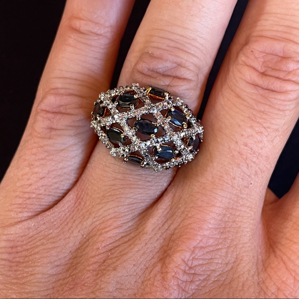 Technibond Sapphire Cluster Ring